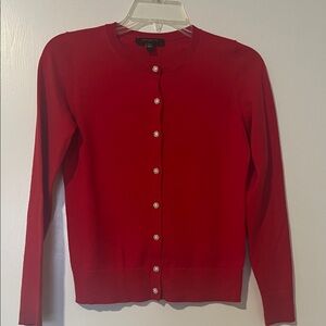 Ann Taylor Red Cardigan with Floral Buttons